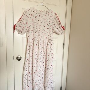 Fin and Vince White dress with Scarlet Floral Design